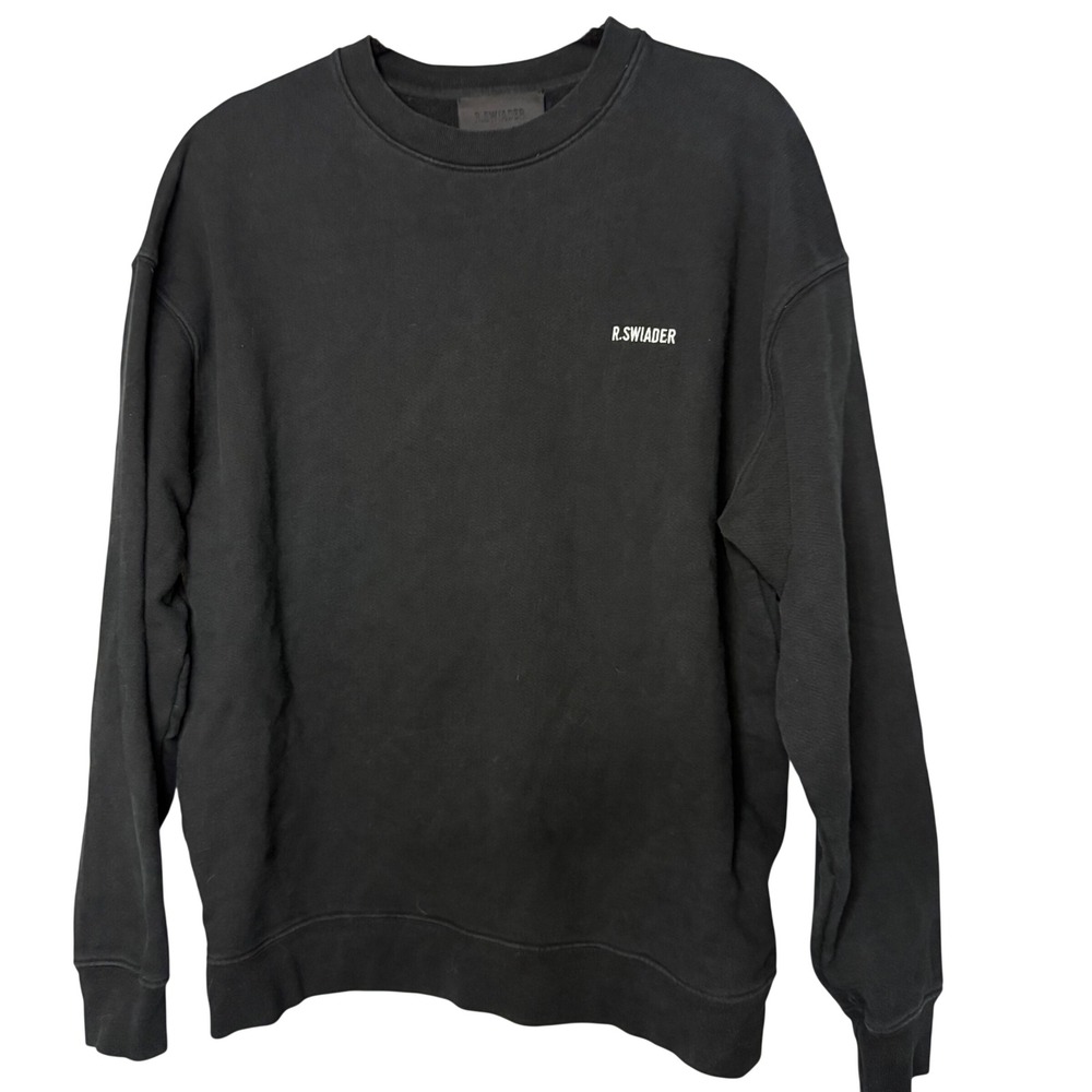 R. Swiader Mens Black Cotton Logo Crewneck Sweatshirt Size Medium